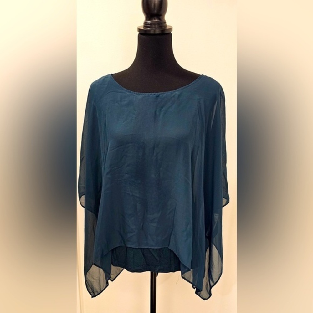 AB Studio Dark Green Poncho Top, Size M NWT
